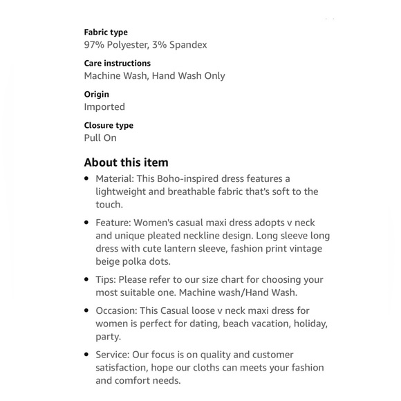 Womens Bohemian Polka Dot V Neck Long Sleeve Dress, NEW, Size S - Picture 3 of 7